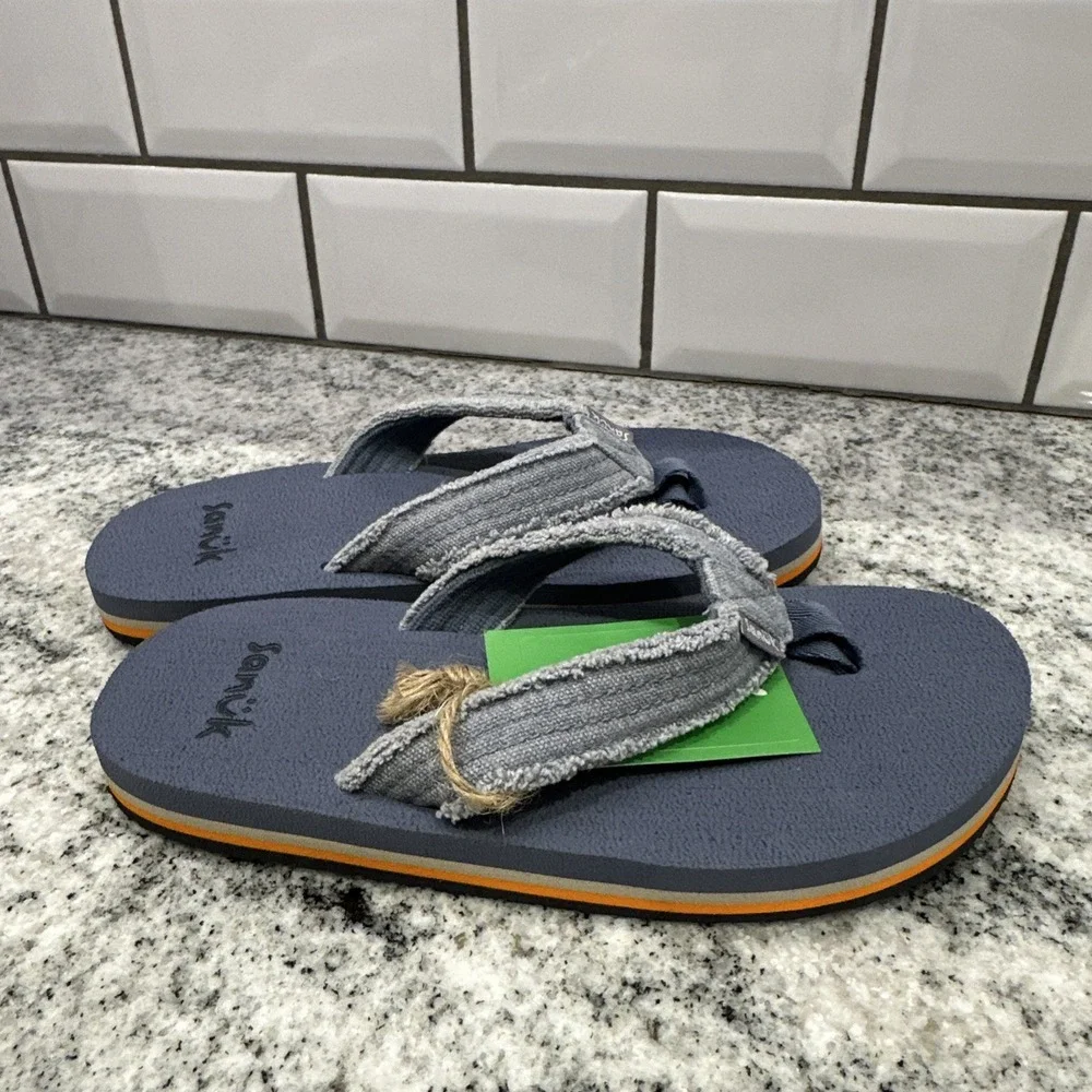 Sanuk Y Fraidy Stacker Slip On Flip Flops Sandal Shoes Youth Size 13-1‎ New